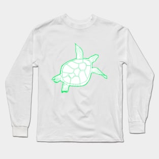 Beautiful swimming turtle bright green Long Sleeve T-Shirt